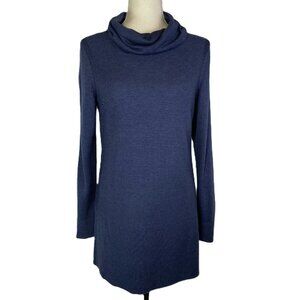 Adrienne Vittadini Cowl Neck Tunic Sweater Navy Heather Lightweight Size M